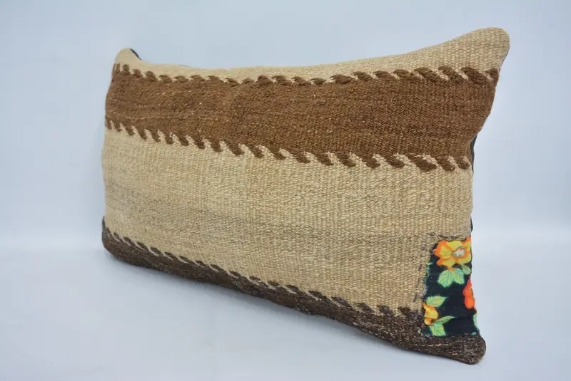 Antique Pillows, 12x20 Beige Pillow Case, Ethnical Kilim Rug Pillow, Luxury Pillow Sham, Cushion Case, Sustainable Cushion Cover, Home Decor Pillow - 4