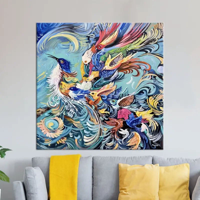 Modern Abstract Simurgh Bird Canvas Print - Trendy Decor