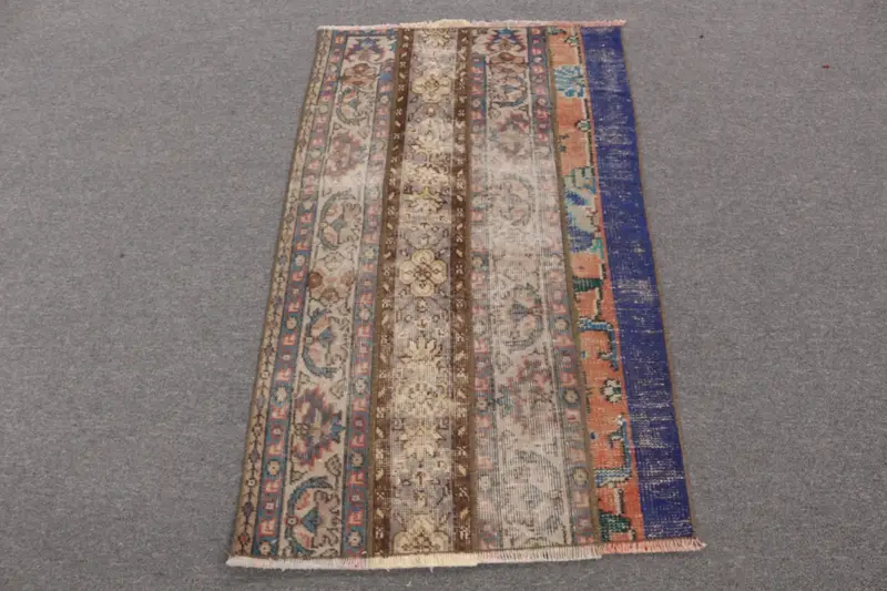 Alfombra Geométrica Marrón, Azul, 4,1x4,07 ft Chic Decor