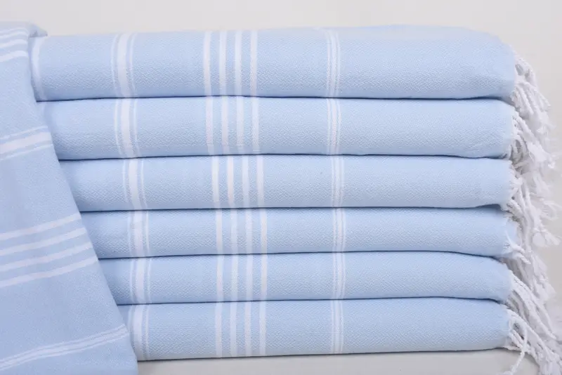 Baby Blue Striped Organic Cotton Bath Towel, 70x40 Inches