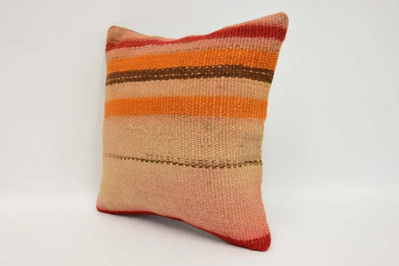 Cushion, Custom Cushion, 12x12 Beige Pillow Sham, Boho Pillow, Ikat Cushion Case, Ethnical Kilim Rug Pillow, Turkish Pillow - 4