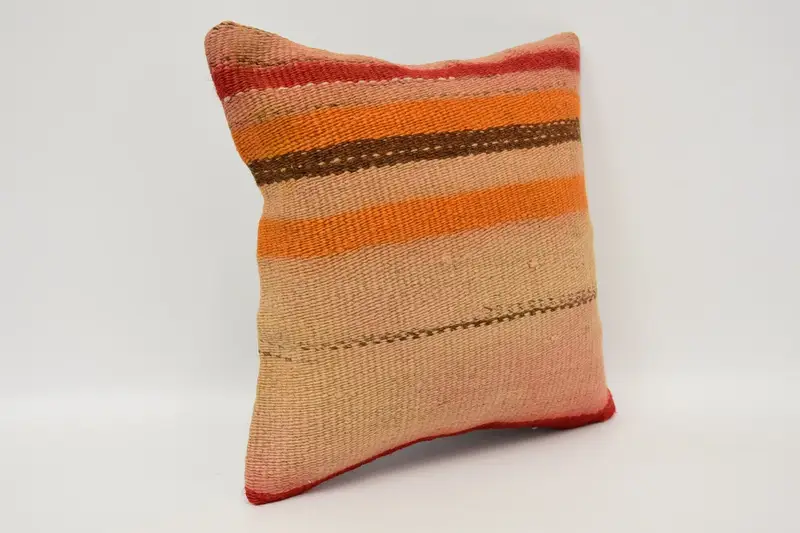 Cushion, Custom Cushion, 12x12 Beige Pillow Sham, Boho Pillow, Ikat Cushion Case, Ethnical Kilim Rug Pillow, Turkish Pillow - 3