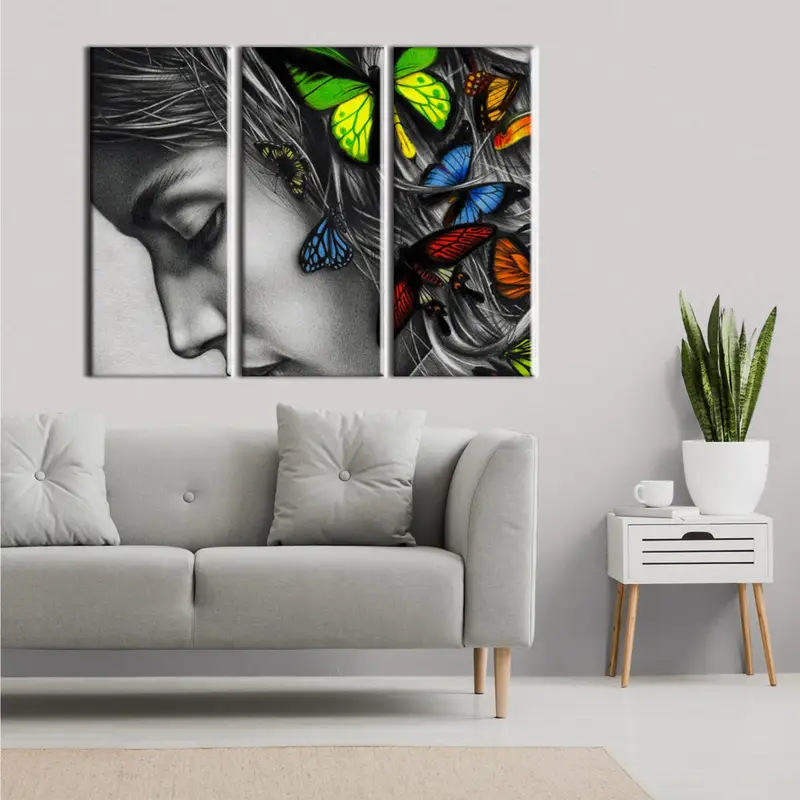 Woman Wall Art, Canvas Wall Decor, Bedroom Wall Art, Abstract Canvas, Home Decor, Butterfly Wall Art, Abstract Woman Poster, Interior Decor, - 3