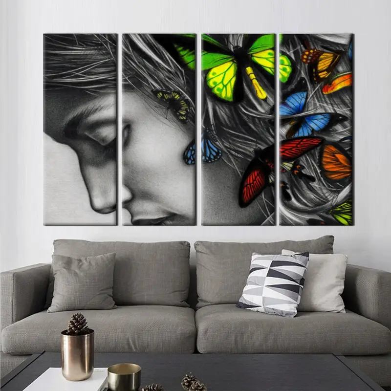 Woman Wall Art, Canvas Wall Decor, Bedroom Wall Art, Abstract Canvas, Home Decor, Butterfly Wall Art, Abstract Woman Poster, Interior Decor, - 2