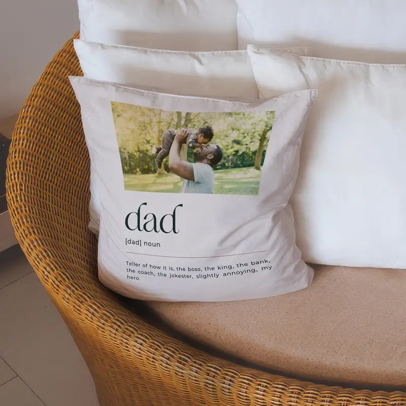Personalized Dad Photo Pillow Cover, Father’s Day Gift, Custom Dad Definition Cushion - 1