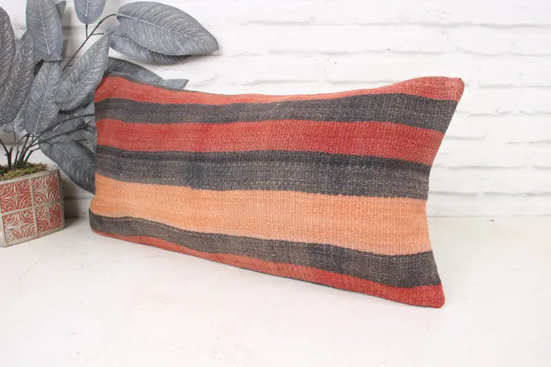 Gift Pillow, Designer Throw Cushion Cover, 12x24 Red Pillow Case, Morroccon Kilim Cushion Pillow Cover, Pillow, Kilim Pillow Cover, Turkish Pillow - 4