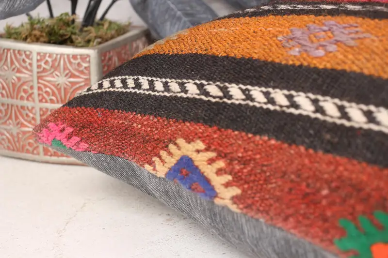 Handmade Kilim Cushion, Boho Pillow Sham Cover, Cushion, Interior Designer Pillow, Car Cushion Cover, 12x24 Pink Cushion - 7