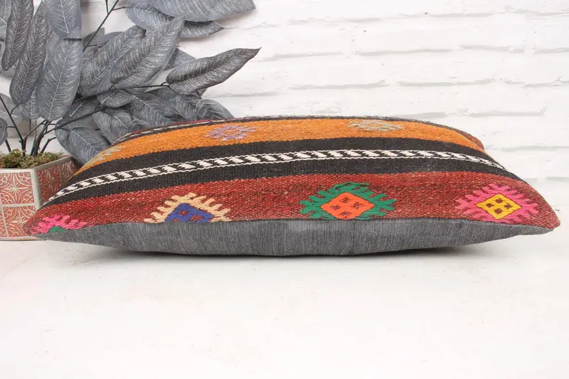 Handmade Kilim Cushion, Boho Pillow Sham Cover, Cushion, Interior Designer Pillow, Car Cushion Cover, 12x24 Pink Cushion - 5