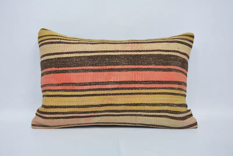 Boho Pillow Sham Cover, Decorative Pillow Sham, Handmade Kilim Cushion, Cushion Cover, Farmhouse Pillow, Kilim Pillow, 16x24 Red Pillow Cover - 1