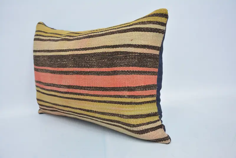 Boho Pillow Sham Cover, Decorative Pillow Sham, Handmade Kilim Cushion, Cushion Cover, Farmhouse Pillow, Kilim Pillow, 16x24 Red Pillow Cover - 4