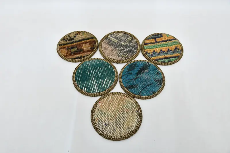 Bohemian Blue and Orange Round Coaster, Stylish Bohemian Coaster