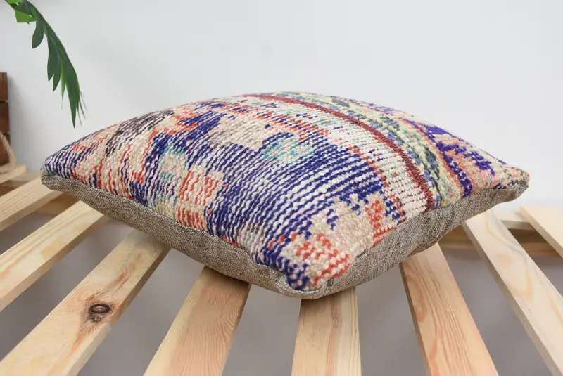 Vintage Pillow, Pillow Cover, Turkish Pillow, Pillow for Couch, 14x14 Blue Pillow Cover, Muted Pillow, Antique Pillows, Muted Cushion Case - 6