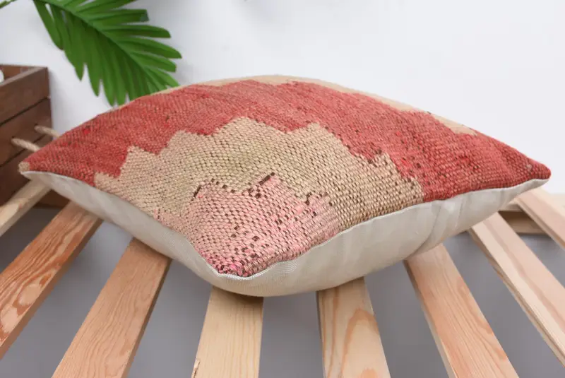 14x14 Red Cushion, Handmade Throw Cushion Case, Pillow for Couch, Vintage Kilim Throw Pillow, Retro Pillow, Pillow Cover, Turkish Kilim Pillow - 6
