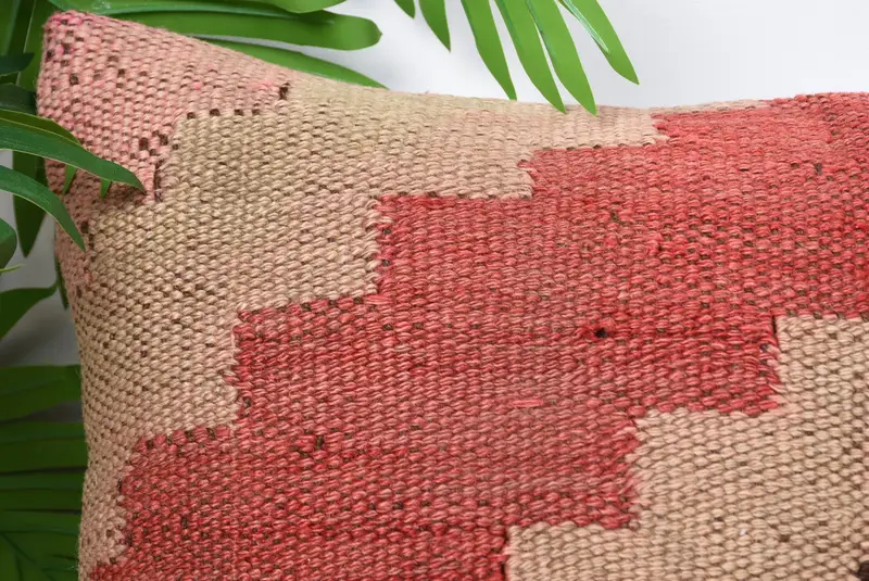 14x14 Red Cushion, Handmade Throw Cushion Case, Pillow for Couch, Vintage Kilim Throw Pillow, Retro Pillow, Pillow Cover, Turkish Kilim Pillow - 2