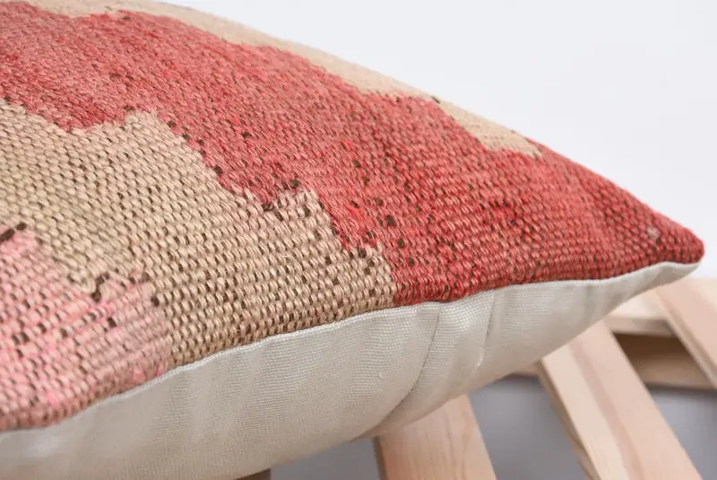 14x14 Red Cushion, Handmade Throw Cushion Case, Pillow for Couch, Vintage Kilim Throw Pillow, Retro Pillow, Pillow Cover, Turkish Kilim Pillow - 7