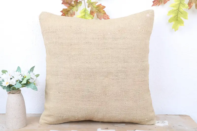Vintage Kilim Throw Pillow, Turkish Pillow, Decorative Pillow, 18x18 Beige Cushion Cover, Cushion, Handmade Kilim Cushion, Handwoven Pillow Case - 2