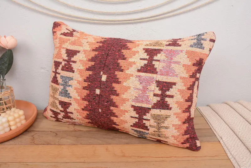 16x24 Orange Pillow Cover, Vintage Pillow, Handmade Cushion Cover, Kilim Pillow Cover, Interior Designer Pillow, Pillow Cover, Handmade Cushion - 4