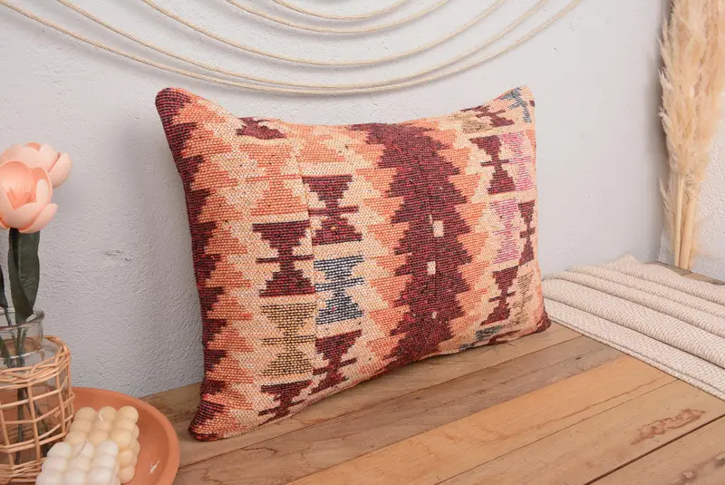 16x24 Orange Pillow Cover, Vintage Pillow, Handmade Cushion Cover, Kilim Pillow Cover, Interior Designer Pillow, Pillow Cover, Handmade Cushion - 1