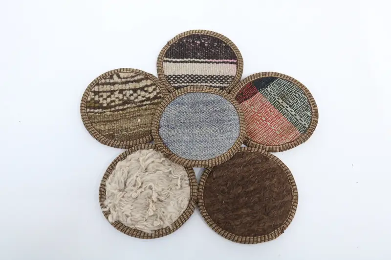 Brown and White Striped Coaster, Durable Table Coaster