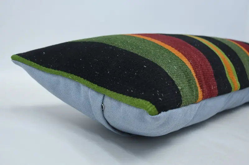 Turkish Kilim Pillow, Authentic Pillow, Cushion Cover, 12x36 Green Cushion, Boho Pillow, Turkish Pillow, Luxury Cushion - 5