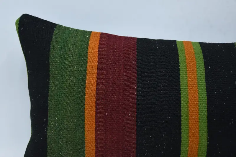 Turkish Kilim Pillow, Authentic Pillow, Cushion Cover, 12x36 Green Cushion, Boho Pillow, Turkish Pillow, Luxury Cushion - 2