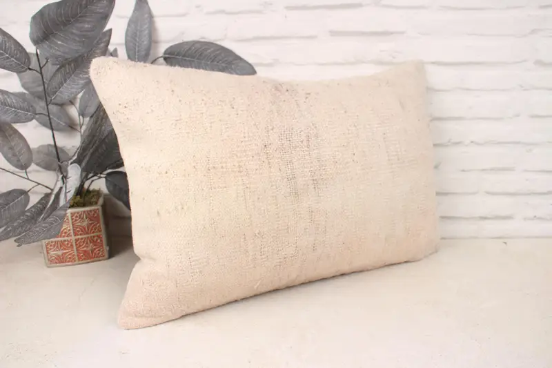 Pillow for Couch, 16x24 Beige Cushion Cover, Handwoven Pillow Sham, Cushion Cover, Ethnical Kilim Rug Pillow, Kilim Pillow Cover - 3