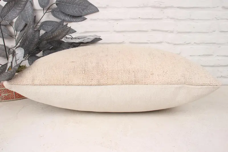 Pillow for Couch, 16x24 Beige Cushion Cover, Handwoven Pillow Sham, Cushion Cover, Ethnical Kilim Rug Pillow, Kilim Pillow Cover - 5