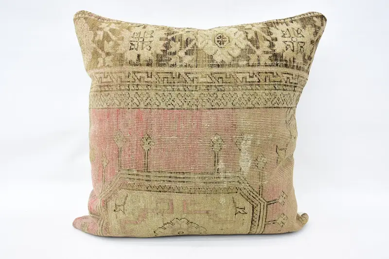 Cushion Case, Vintage Kilim Throw Pillow, 32x32 Beige Cushion Case, Sofa Bolster Pillow Cover, Gift Pillow, Turkish Pillow - 4