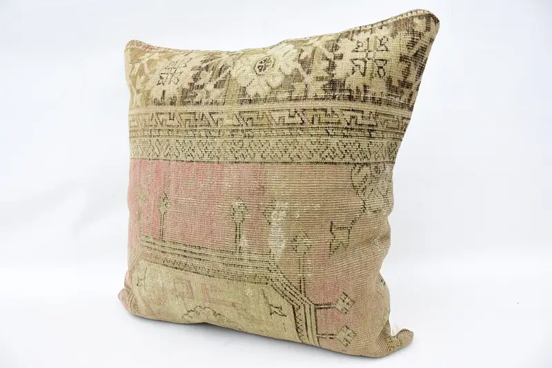 Cushion Case, Vintage Kilim Throw Pillow, 32x32 Beige Cushion Case, Sofa Bolster Pillow Cover, Gift Pillow, Turkish Pillow - 5