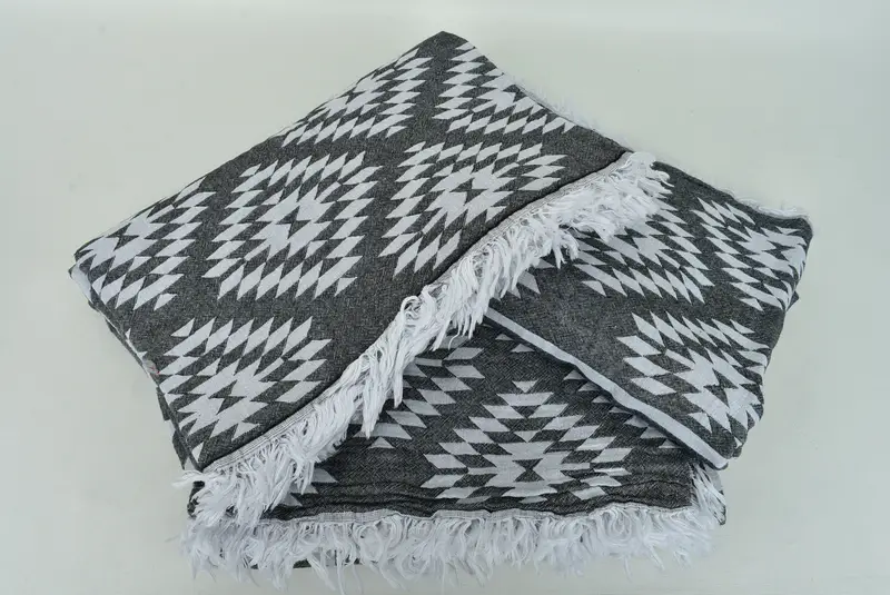 Beach Theme Wedding Gift, Oversized Beach Towel, Wedding Gift For Bride, 84x56 Cotton Kilim Towel, Bridesmaid Gifts, Throw Blanket, Woven Blanket - 7