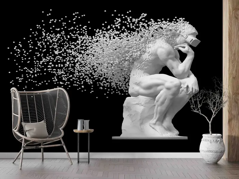 Papel pintado impreso elegante de moda en blanco y negro para oficina