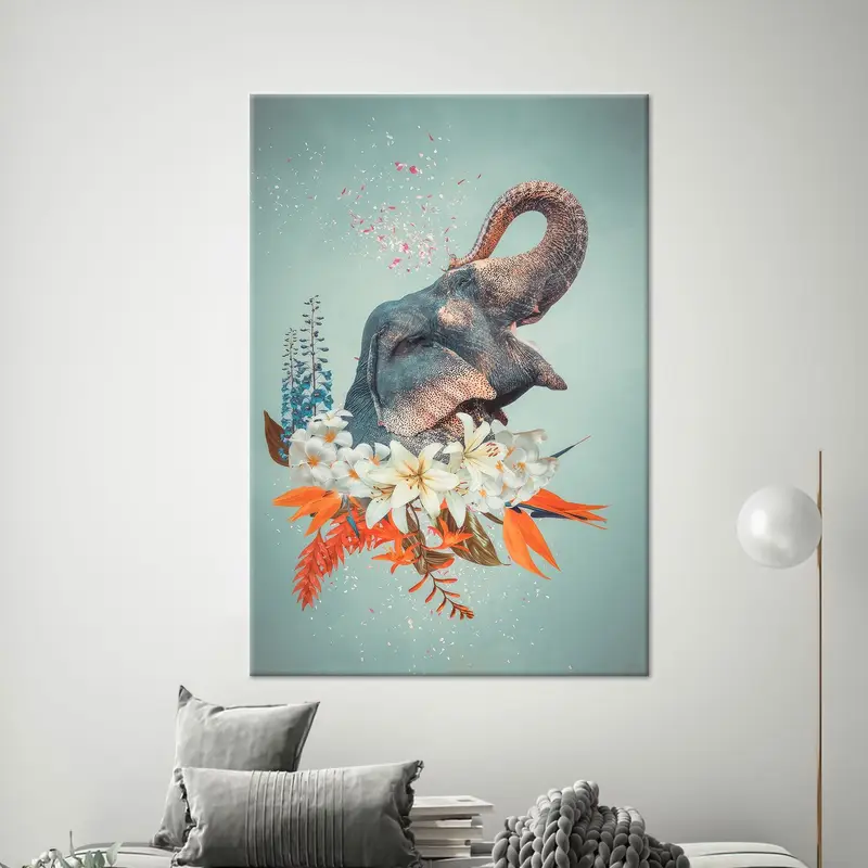 モダンな抽象花キャンバスプリント - エレガントなウォールアート