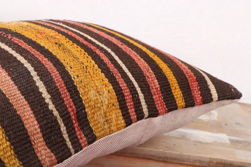 Throw Kilim Pillow, Pillow for Couch, 18x18 Brown Cushion, Pillow Case, Authentic Pillow, Traditional Pillow, Antique Pillows - 6