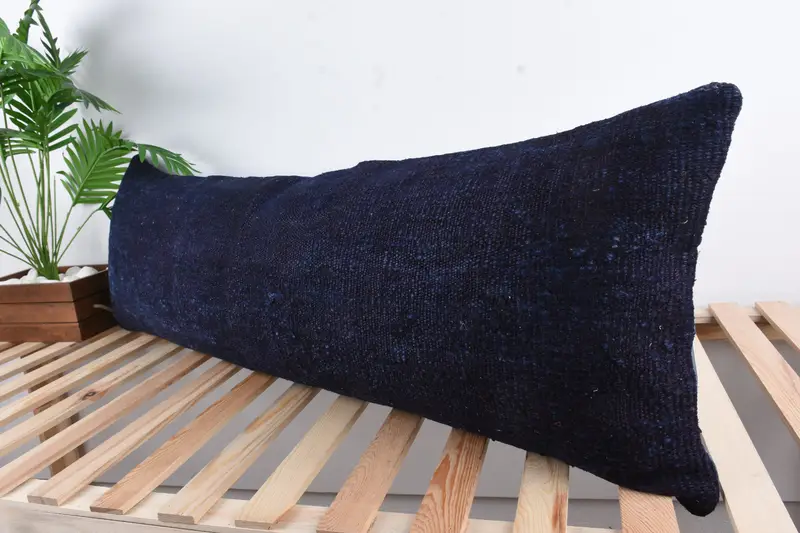 16x48 Blue Pillow Cover, Gift Pillow, Bohemian Cushion Pillow Case, Kilim Cushion Sham, Pillow, Antique Pillows, Anatolian Pillow - 5