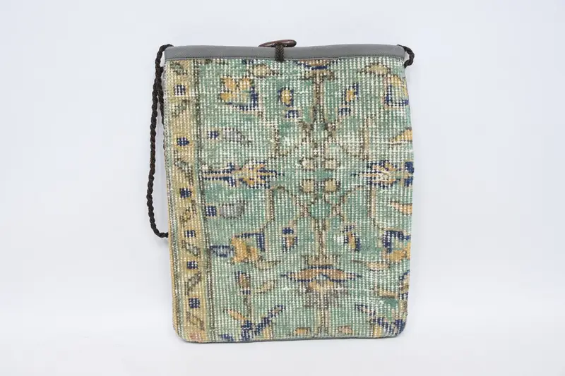 ヴィンテージモチーフのスチームパンクウールショルダーバッグ、キリムバッグ