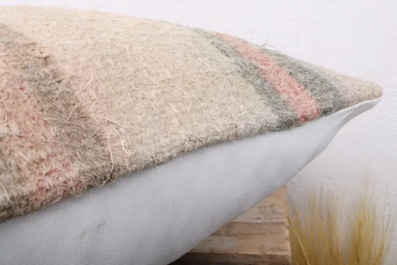 Cozy Throw Cushion Case, 20x20 Beige Cushion, Pillow for Sofa, Turkish Kilim Pillow, Custom Cushion Cover, Pillow Sham, Handmade Kilim Cushion - 6