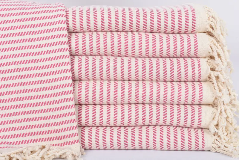 Personalized Fuchsia Polka Dot Beach Towel, Organic Cotton, 70x40 Inches