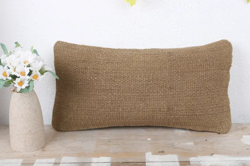 8x16 Brown Pillow Case, One Of A Kind Pillow Sham, Cushion Cover, Home Decor Pillow, Handmade Kilim Cushion, Vintage Kilim Throw Pillow - 2