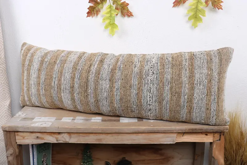 Pillow for Sofa, Wholesale Pillow Sham, 12x36 Brown Cushion Case, Cushion Cover, Boho Pillow Sham Cover, Ethnical Kilim Rug Pillow - 4