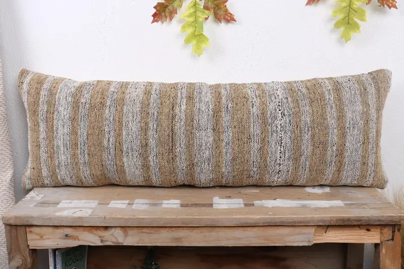 Pillow for Sofa, Wholesale Pillow Sham, 12x36 Brown Cushion Case, Cushion Cover, Boho Pillow Sham Cover, Ethnical Kilim Rug Pillow - 2