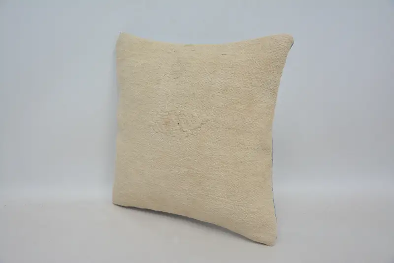 Turkish Bench Cushion, Kilim Pillow Cover, Pillow, Throw Kilim Pillow, Knitted Pillow Case, 14x14 Beige Pillow Cover, Vintage Kilim Pillow - 4
