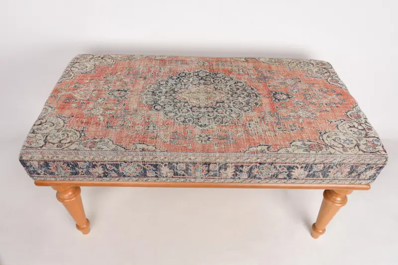 Modular Sofa Set with Kilim-Inspired Pattern, Ottomans