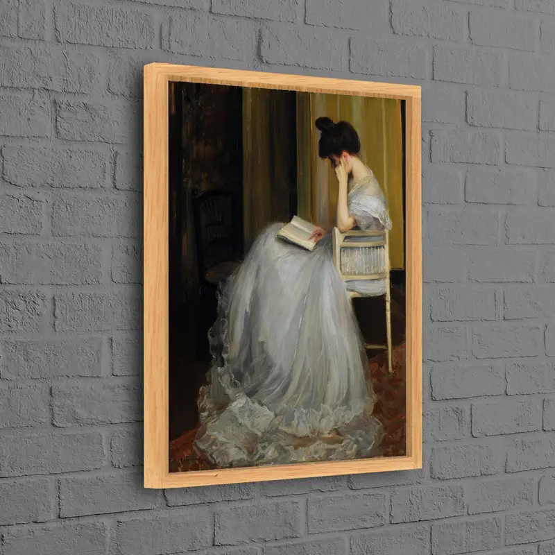Vintage Woman Reading Book Canvas Print - Elegant Wall Art