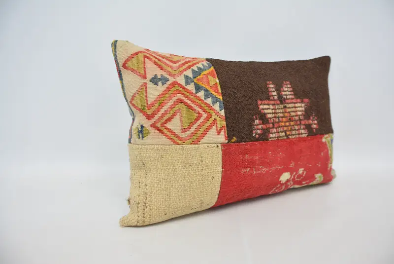 Handmade Kilim Cushion, 16x24 Brown Cushion Cover, Home Decor Pillow, Cushion Case, Handwoven Pillow, Gift Pillow, Pastel Pillow - 3