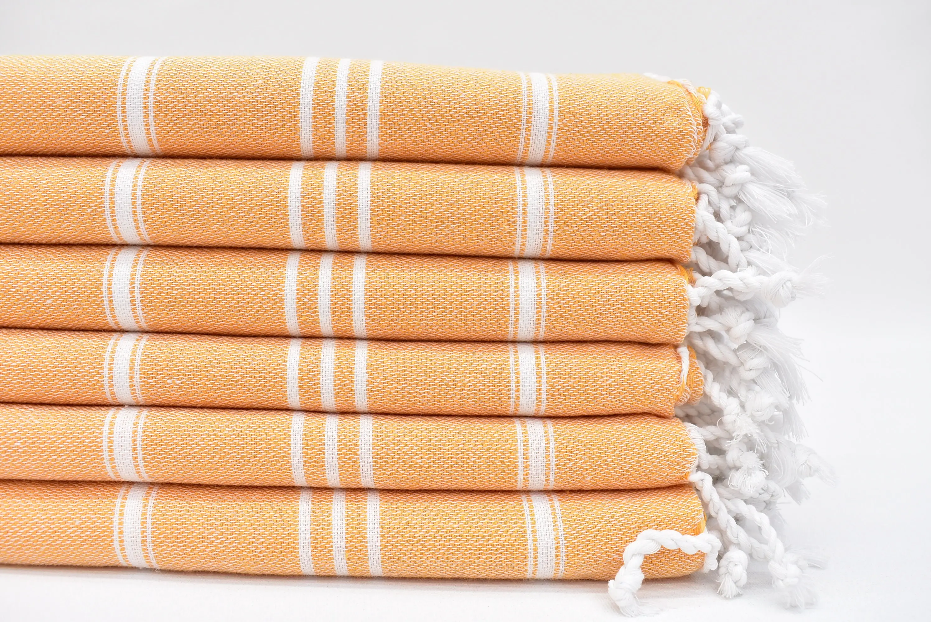 Personalized Dish Towel Orange Striped Turkish Cotton, 40x24 Inches - 1
