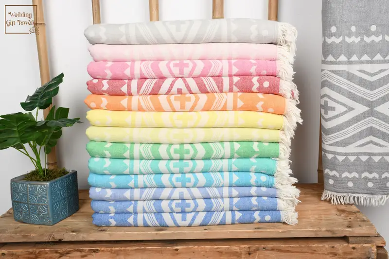 Personalized Turkish Cotton Beach Towel Beige, 70x36 Inches