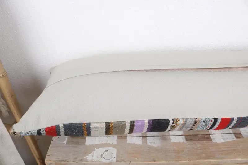 Handmade Kilim Cushion, 12x43 Blue Pillow Sham, Shabby Chic Pillow, Bench Cushion, Home Decor Pillow, Floor Pillow, Pillow, Turkish Kilim Pillow - 7
