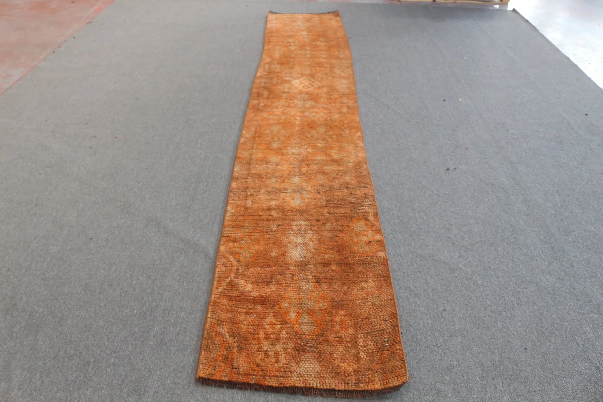 Turkish Runner Rug 2.1x12.3 ft, Brown Patchwork Vintage Wool Rug - 1