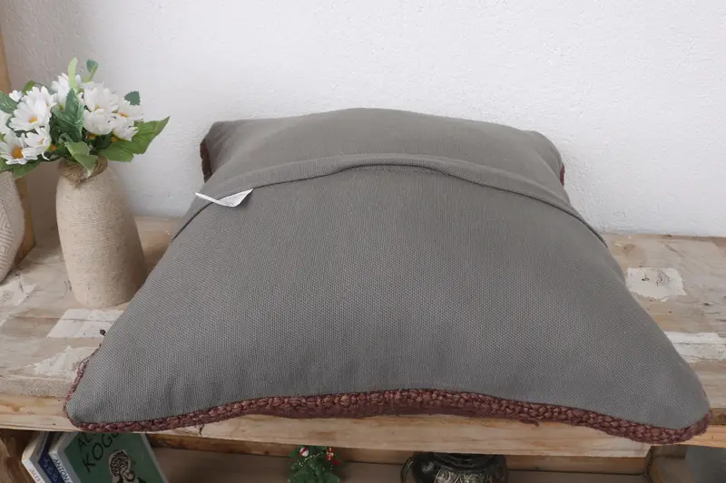 One Of A Kind Cushion, Handmade Kilim Cushion, Kilim Pillow, 16x16 Brown Cushion Cover, Vintage Pillow, Pillow Sham, Muted Pillow Case - 7
