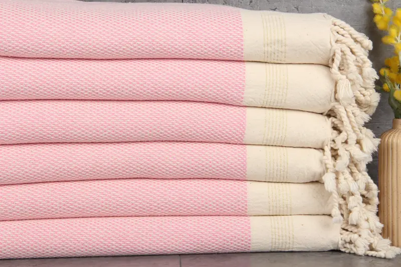 Personalized Pink Striped Towel Turkish Beach Towel, Organic Cotton, 40x71 Inches